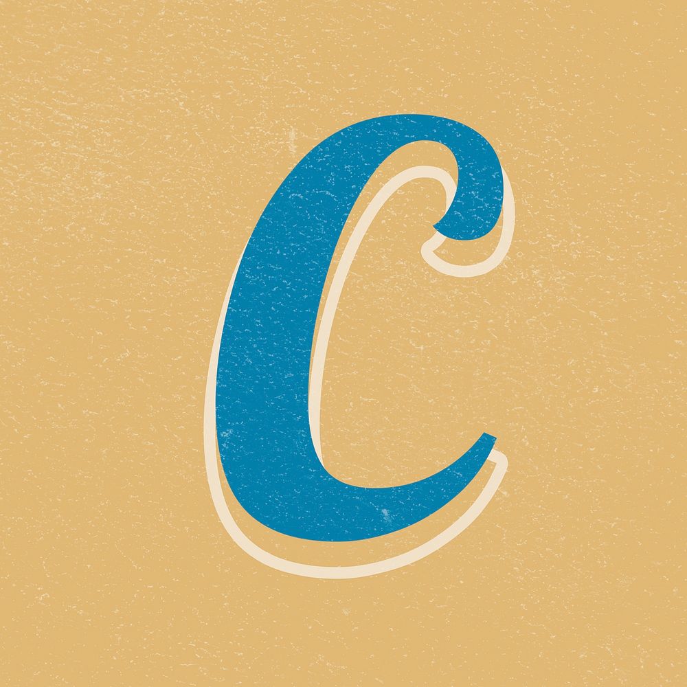 Psd retro letter C bold typography
