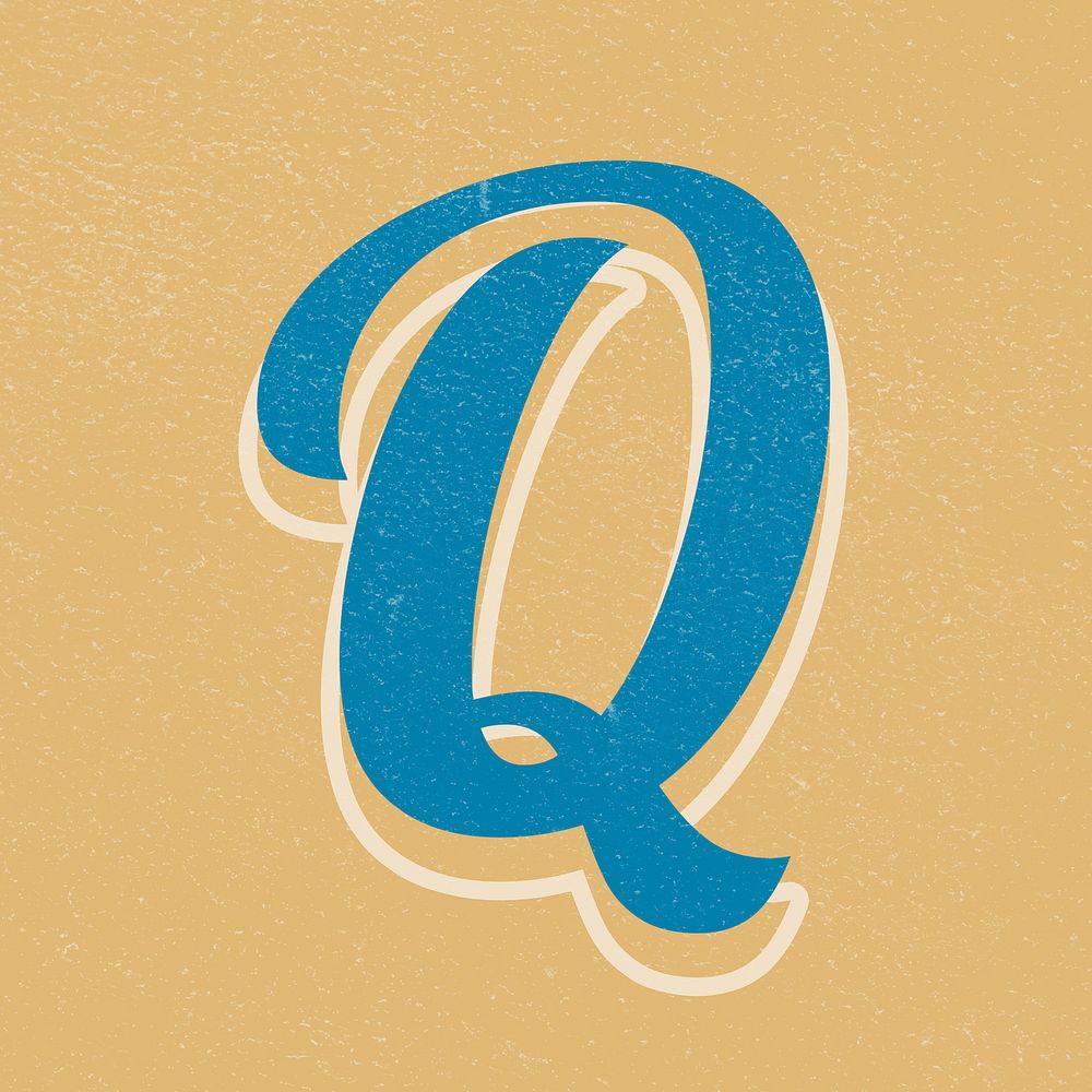 Letter Q psd bold retro display font lettering