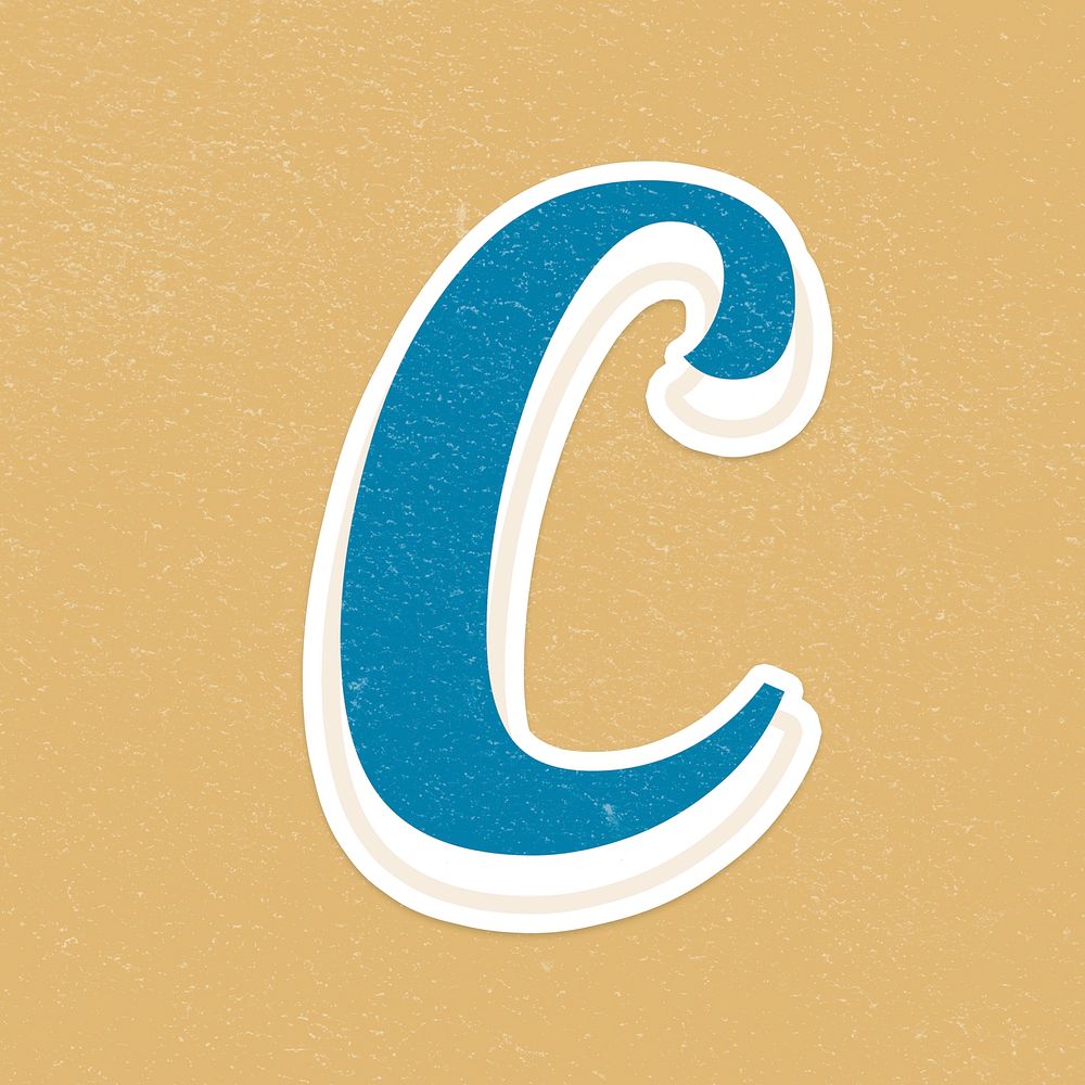Psd letter C bold retro display font lettering