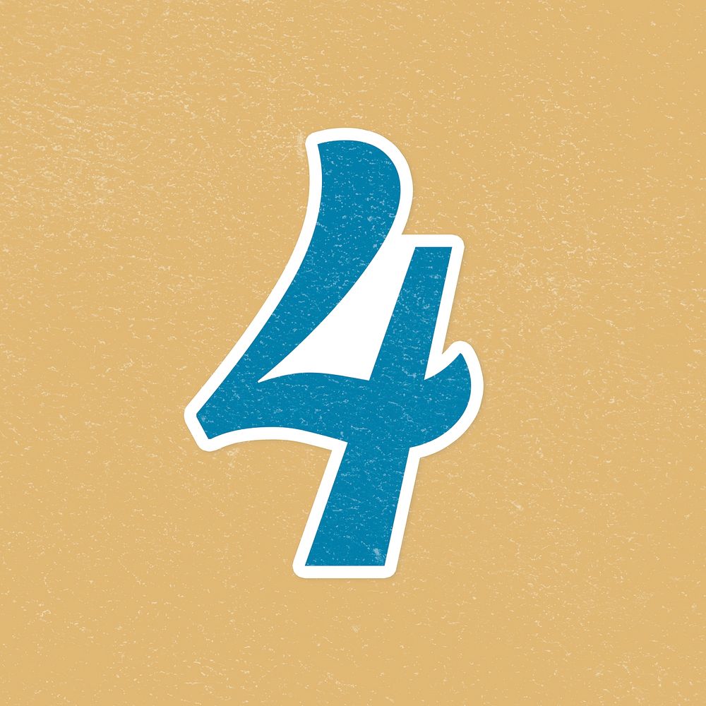 Number 4 psd retro bold typography