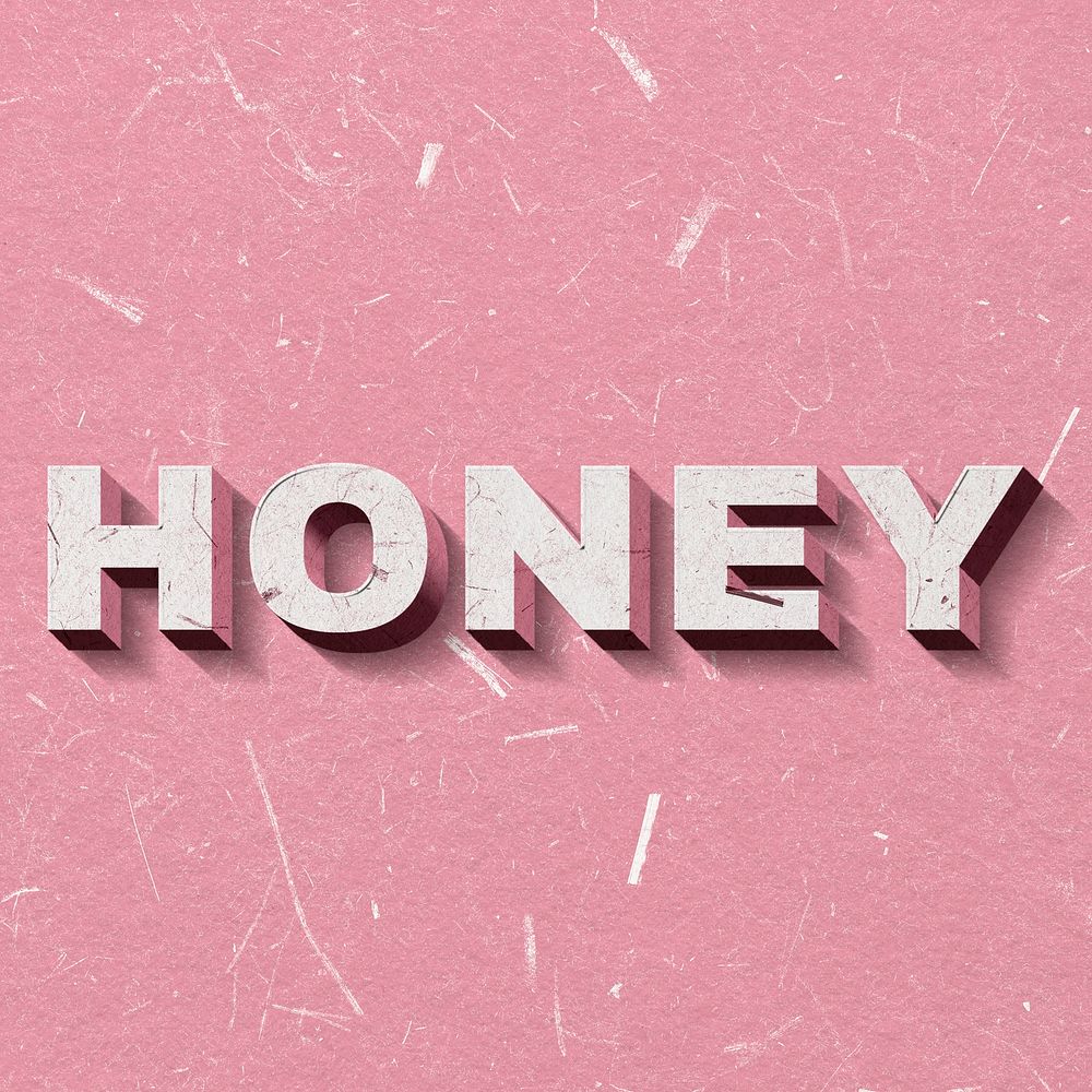 Honey pink word vintage on paper texture