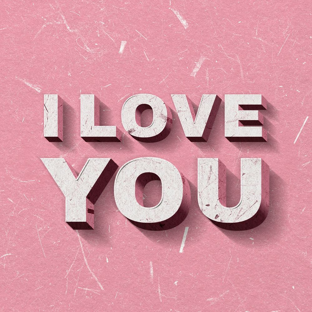 I Love You pink quote vintage on paper texture