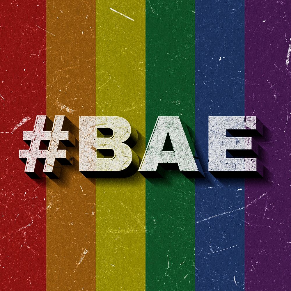 Vintage rainbow #BAE 3D paper font word