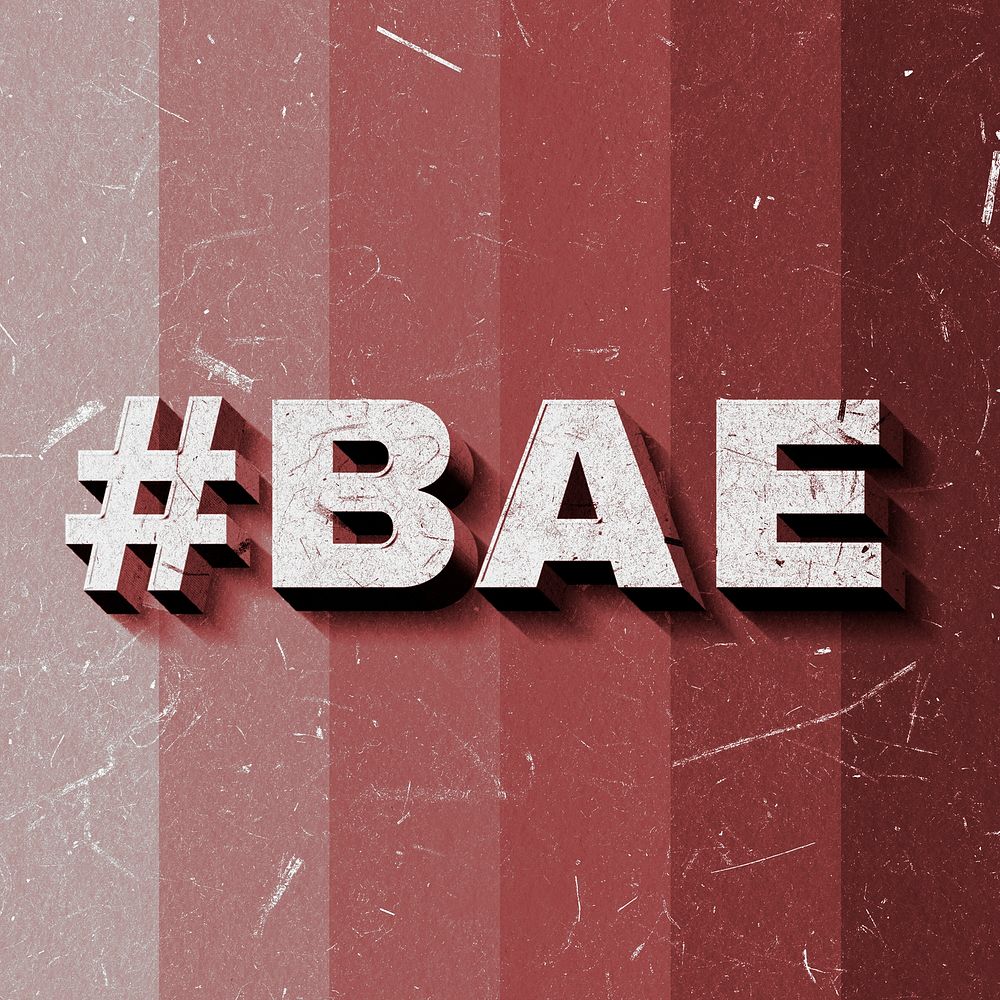 Red gradient #BAE 3D paper texture font typography