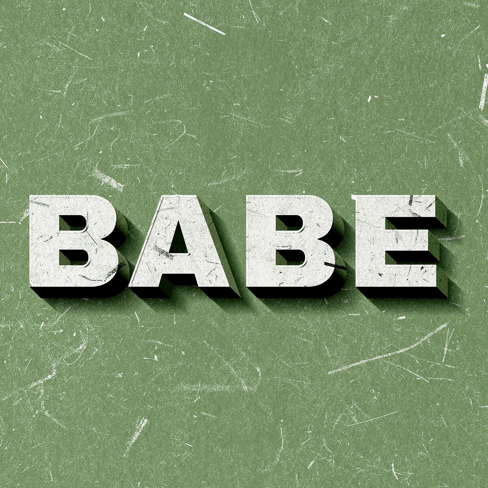 Vintage green Babe 3D paper font word
