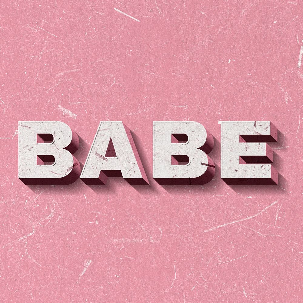 Pink Babe 3D text paper texture font typography