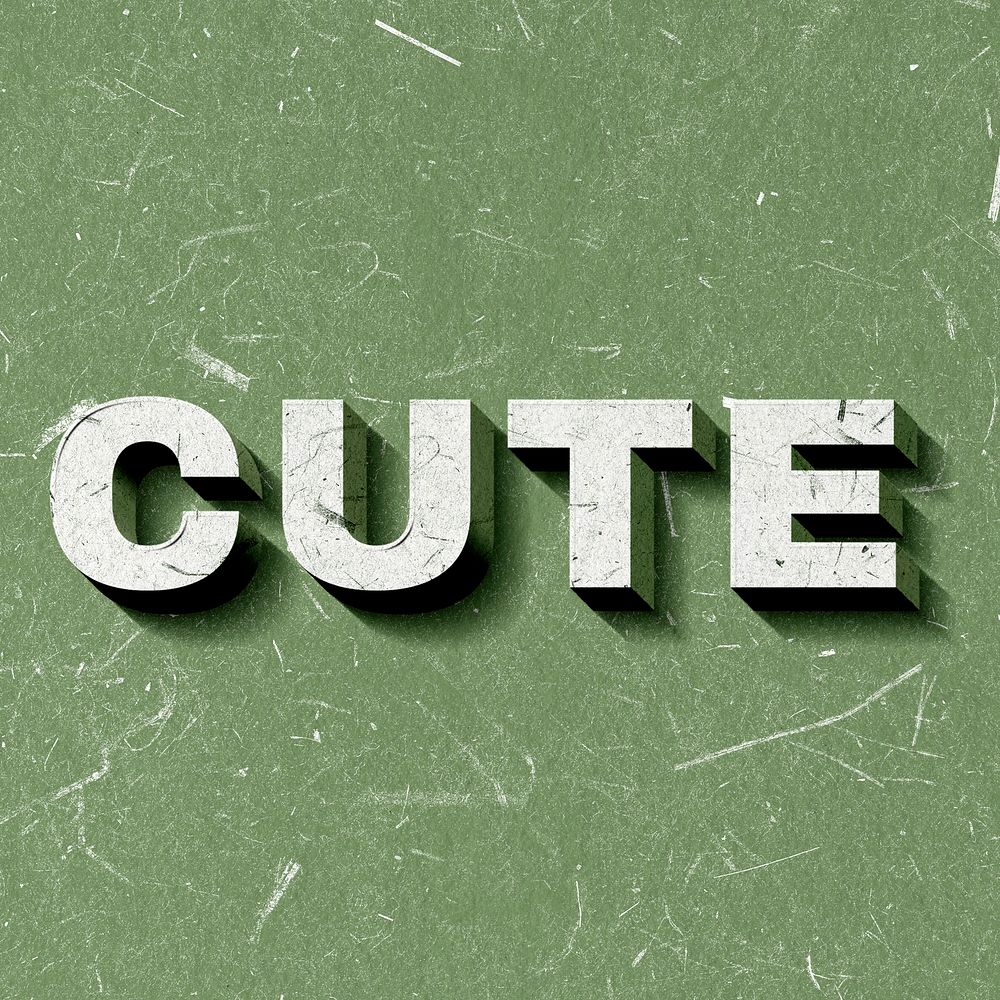 Vintage green Cute 3D paper font typography