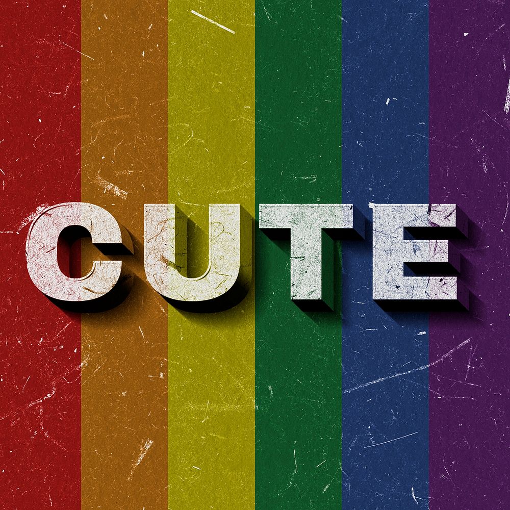 Vintage rainbow Cute 3D paper font word