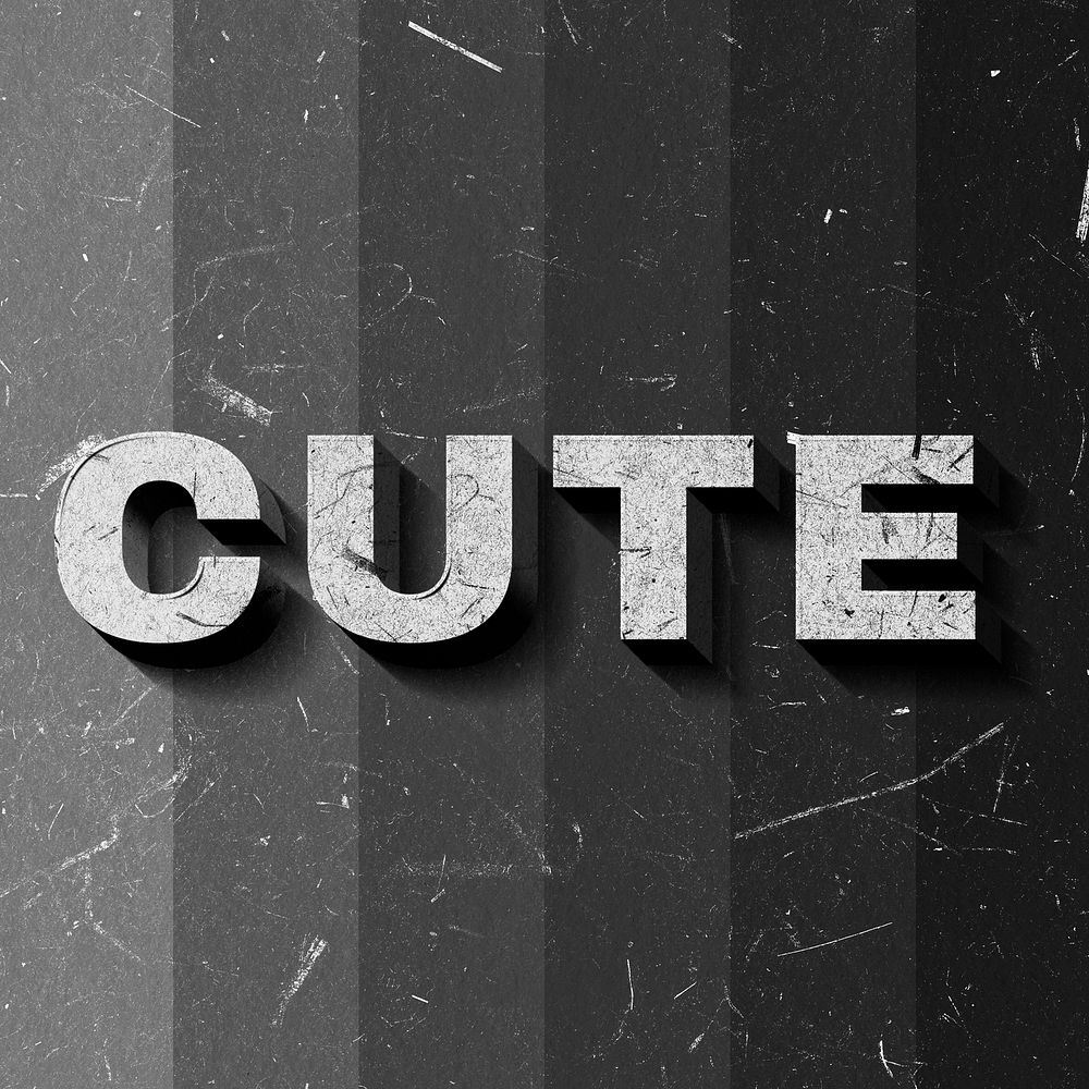 Cute grayscale word 3D on paper texture