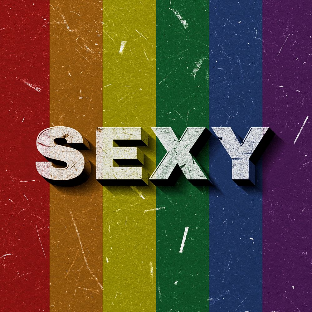 Sexy rainbow 3D paper font word vintage typography