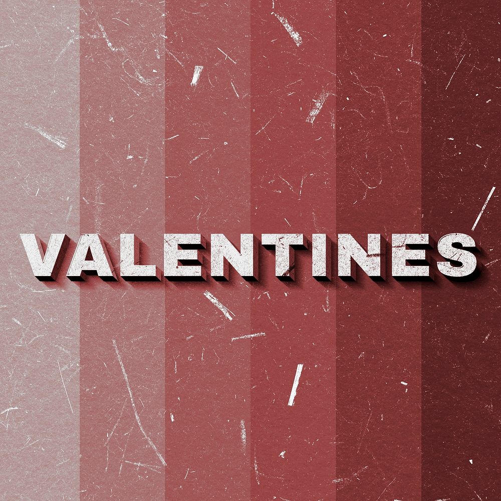 Red Valentines 3D paper texture font typography