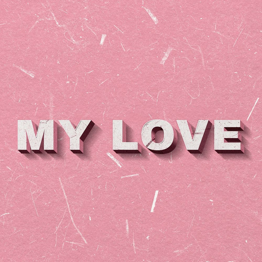 Retro 3D My Love pink paper font typography