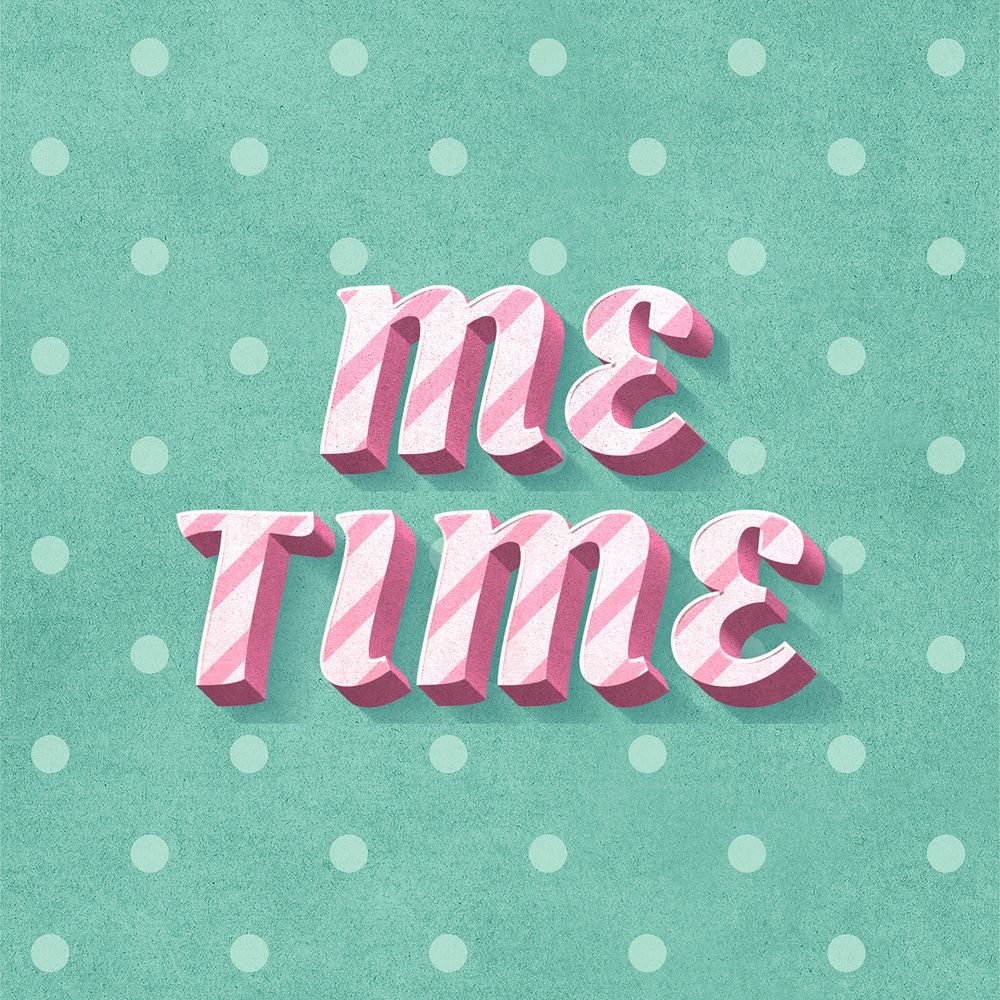 Me time text 3d vintage typography polka dot background