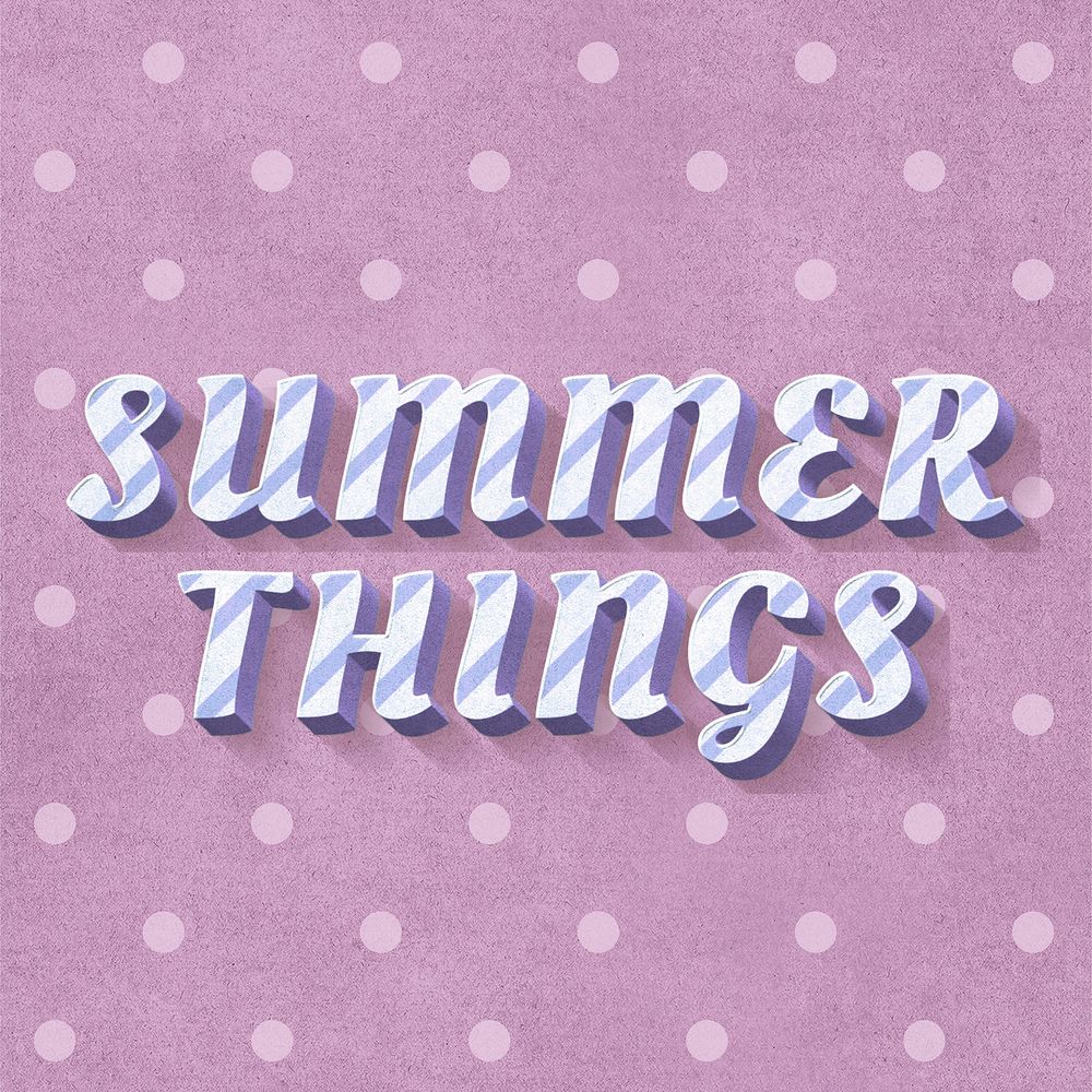 Summer things 3d vintage word clipart
