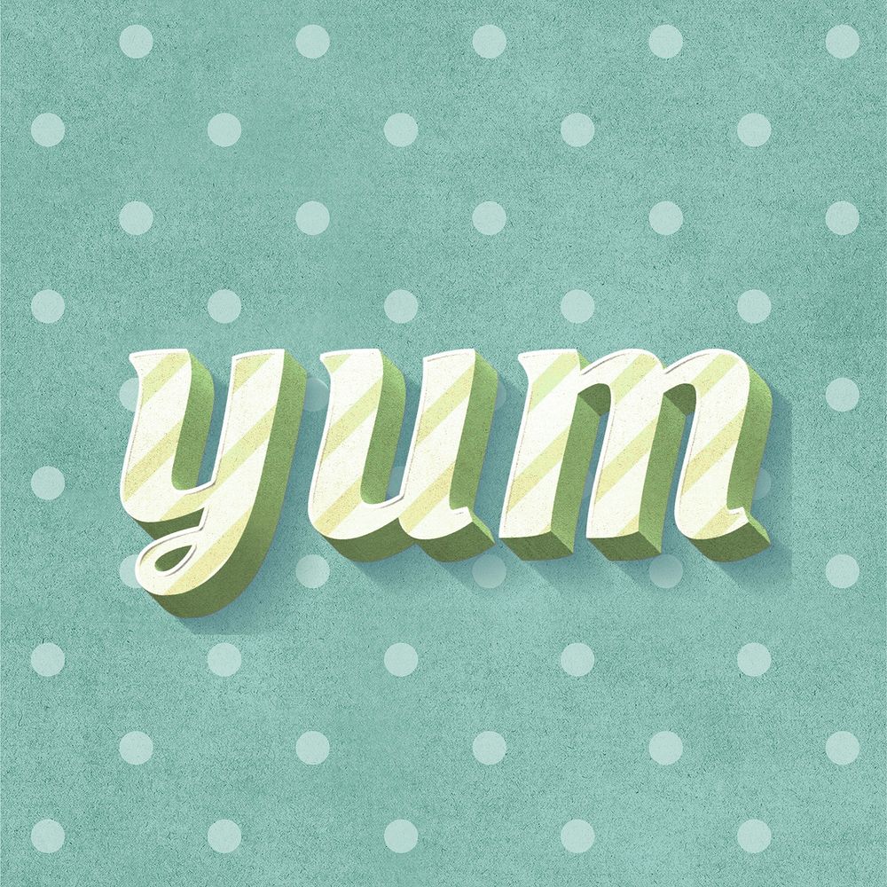Yum word striped font typography