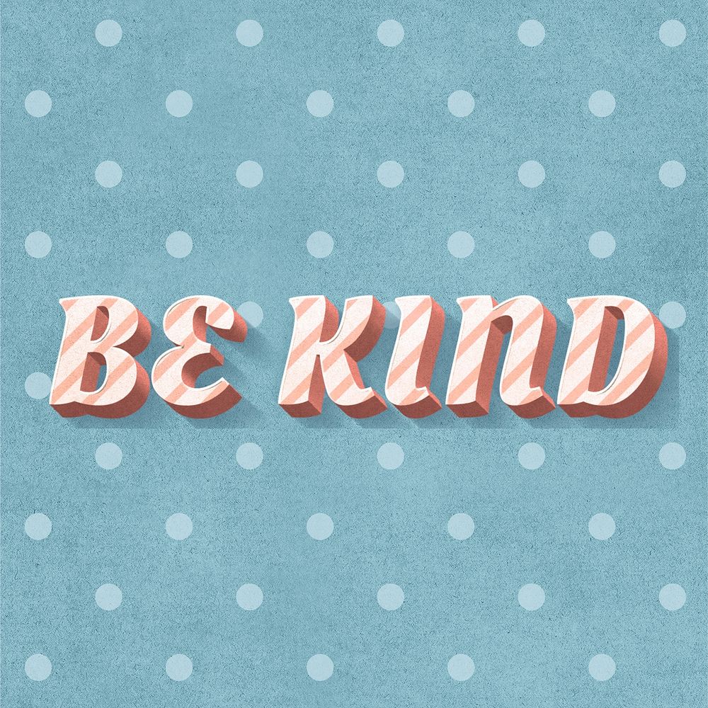 Be kind word colorful candy cane typography