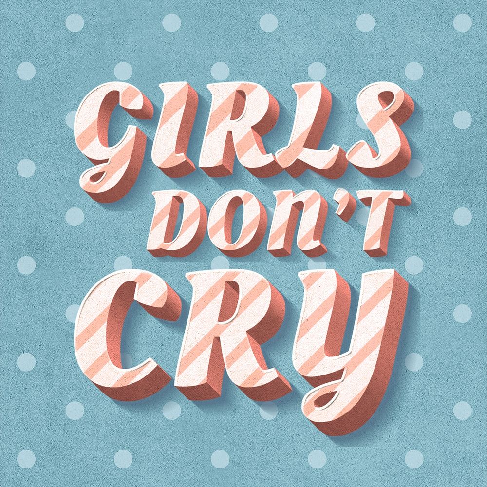 Girls don't cry word candy cane typography