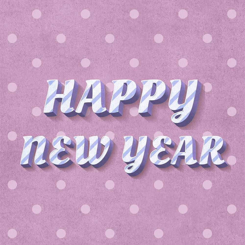 Happy new year word striped font typography
