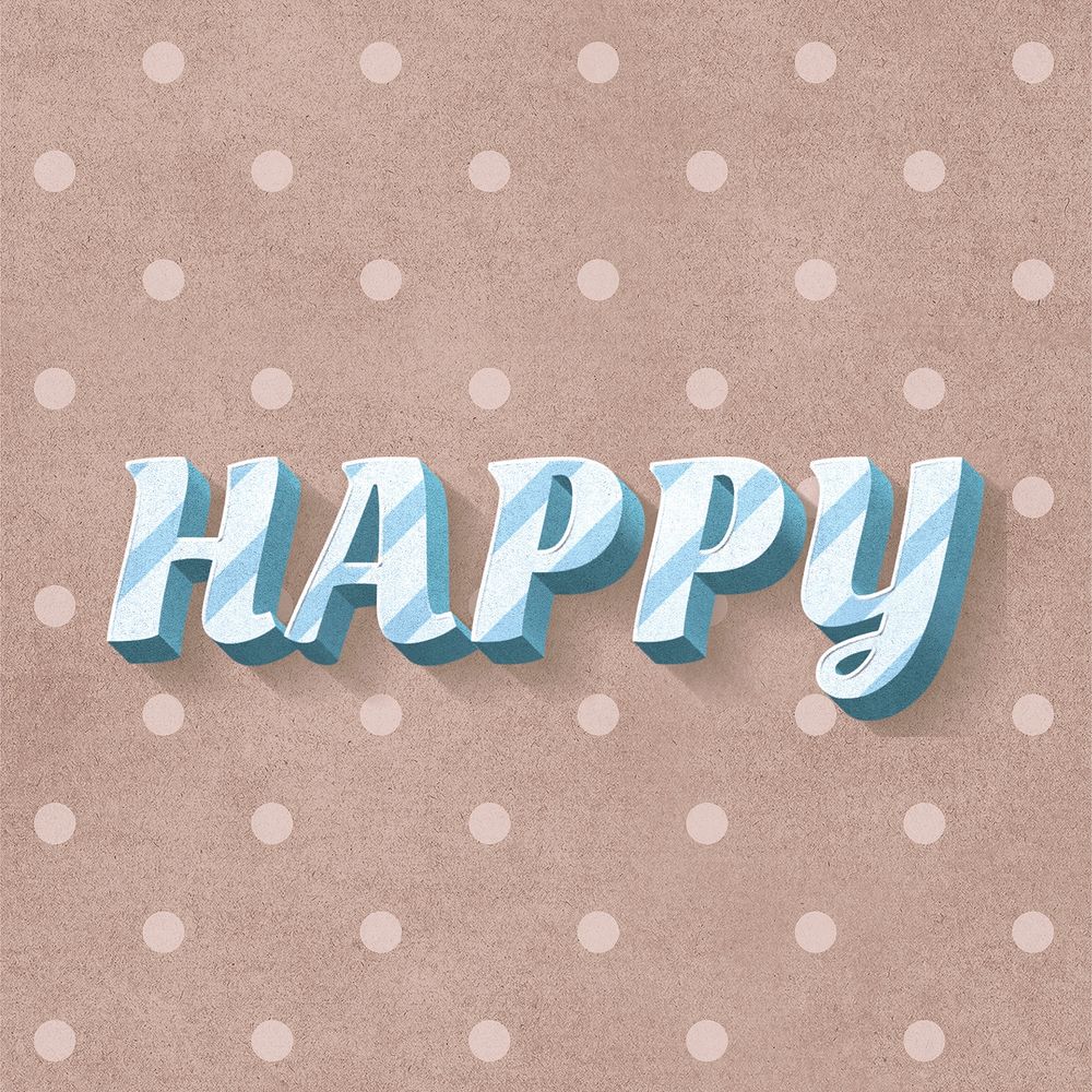 Happy text word stripe patterned font