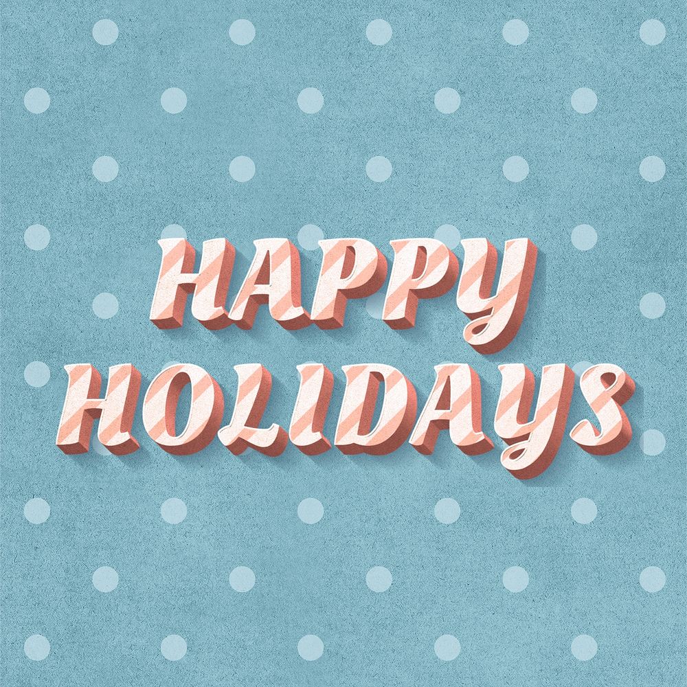 Happy holidays word candy cane typography