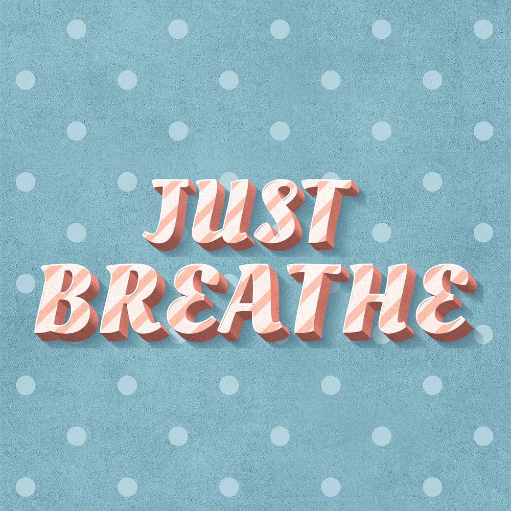 Just breathe word candy cane typography