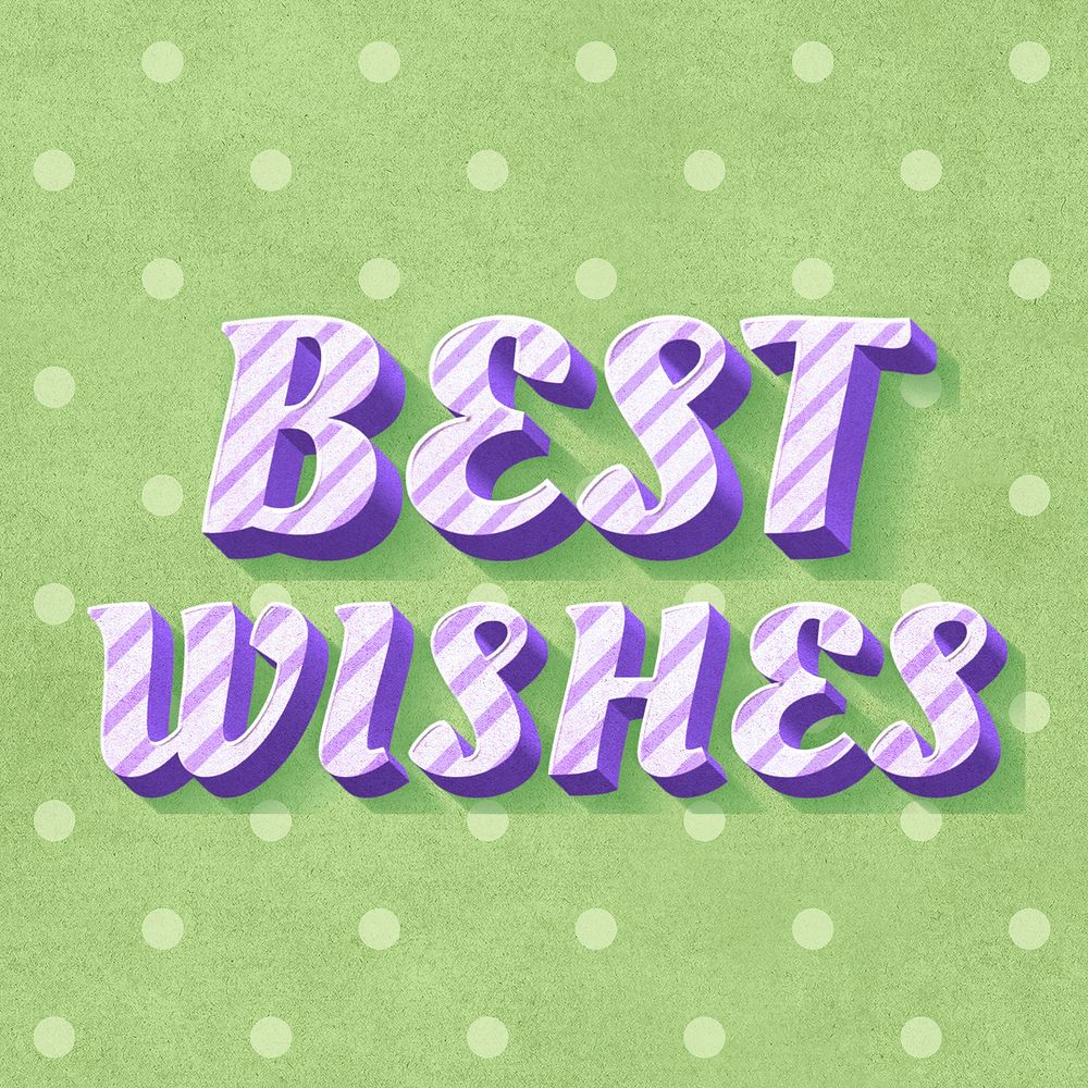 Best wishes word candy cane typography