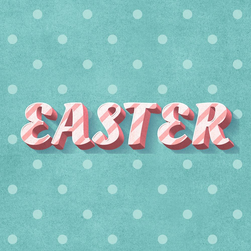 Easter text 3d vintage word clipart