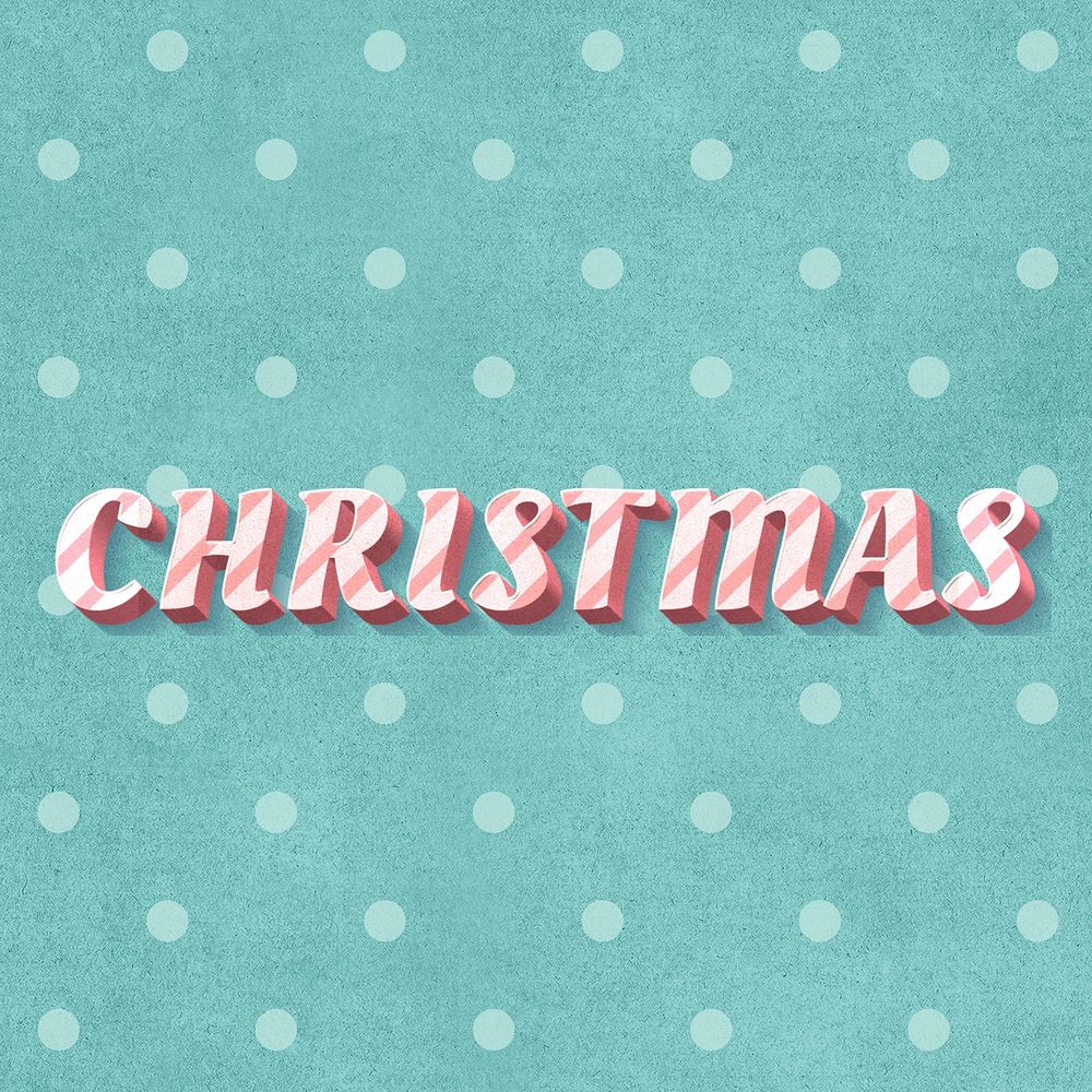 Christmas word candy cane typography