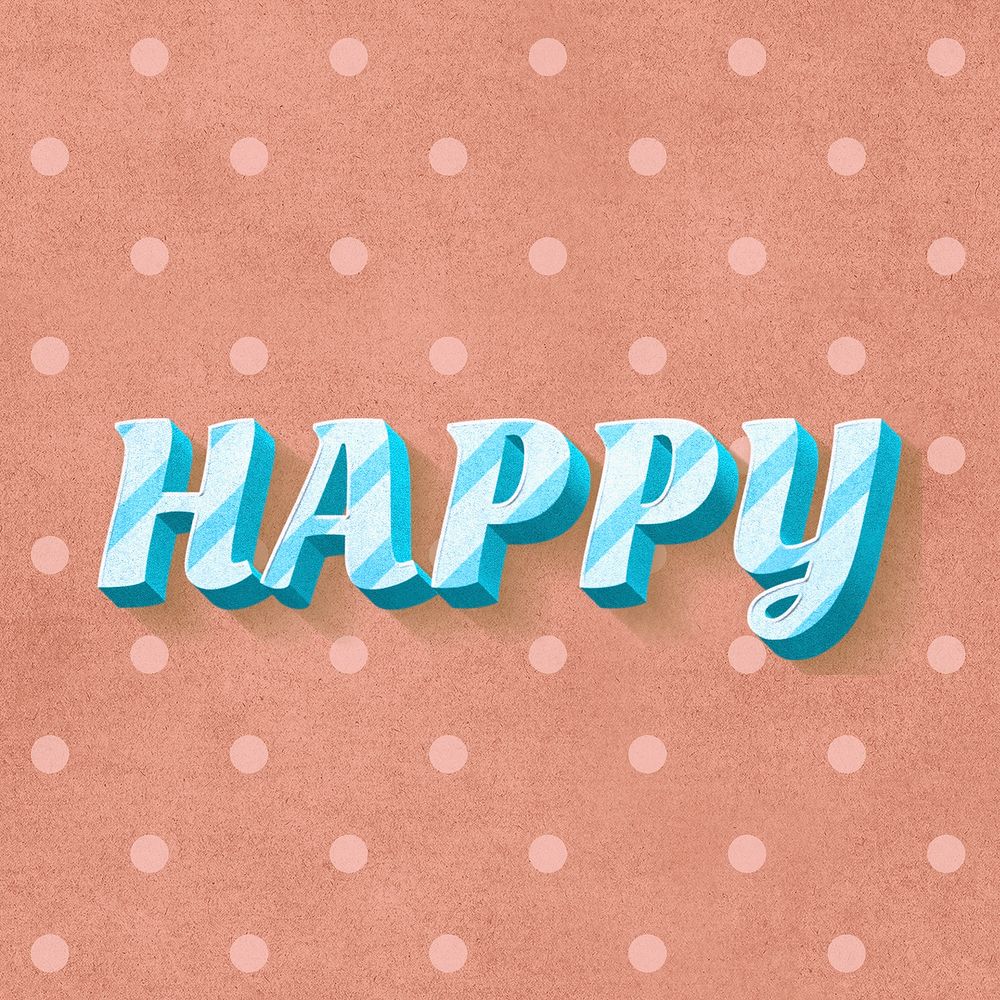 Happy word striped font typography