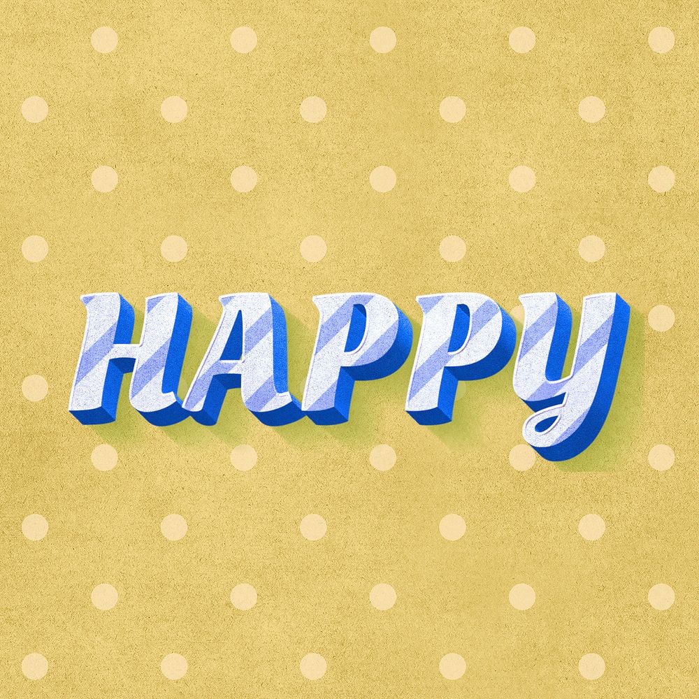 Happy word striped font typography