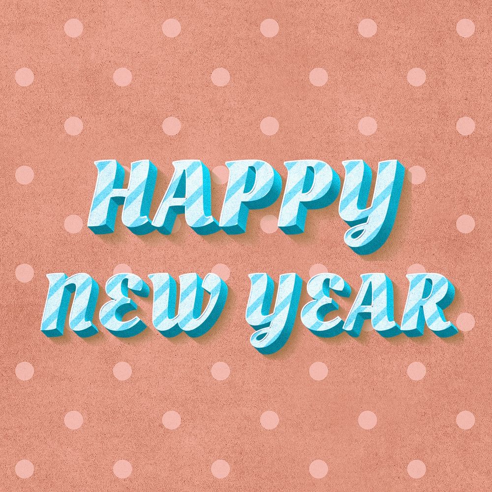 Happy new year text 3d vintage word clipart