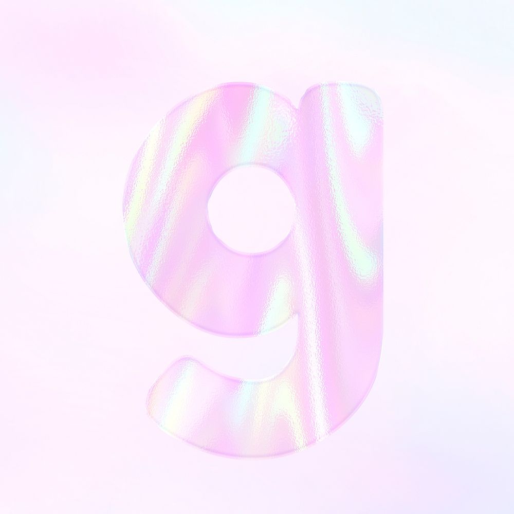Holographic pastel letter g sticker psd pink alphabet font typography