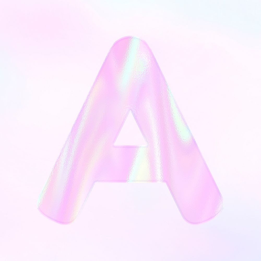 Letter A sticker psd pink holographic typography