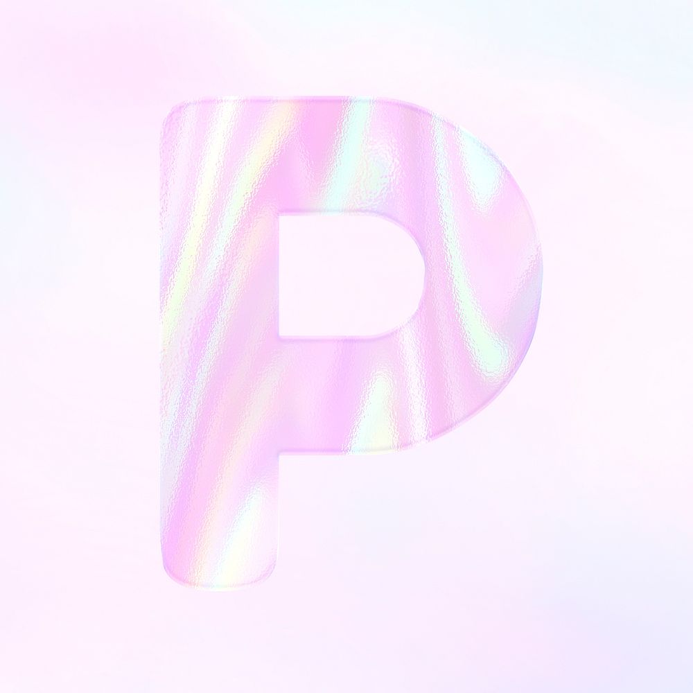 Holographic pastel P sticker psd pink alphabet font typography