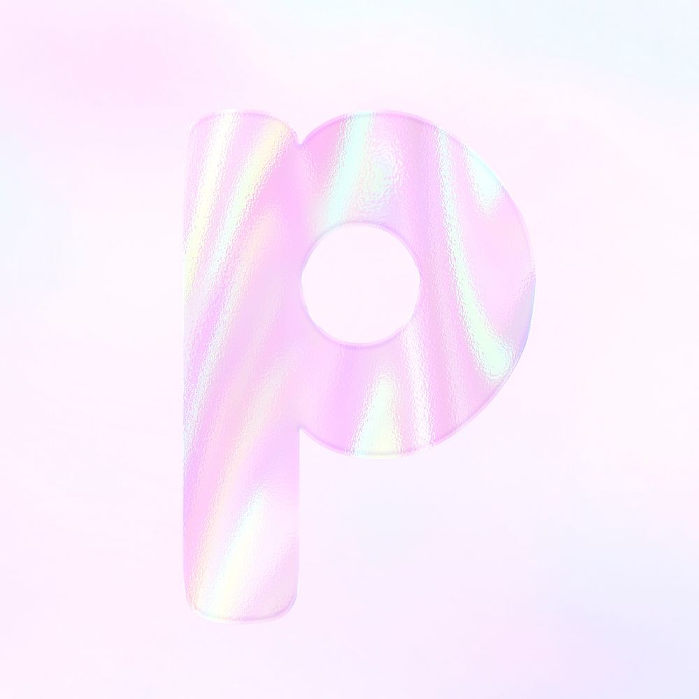 Letter p sticker psd pink holographic typography