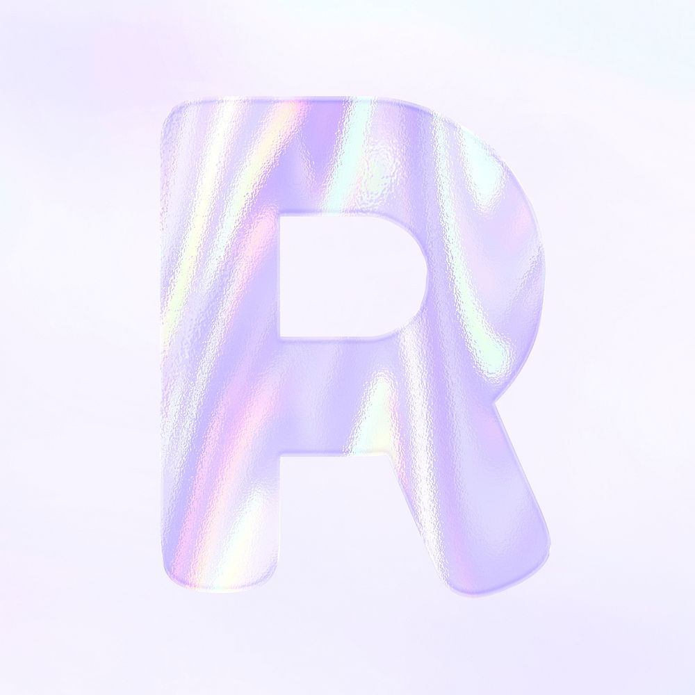Pastel holographic alphabet R psd sticker typography