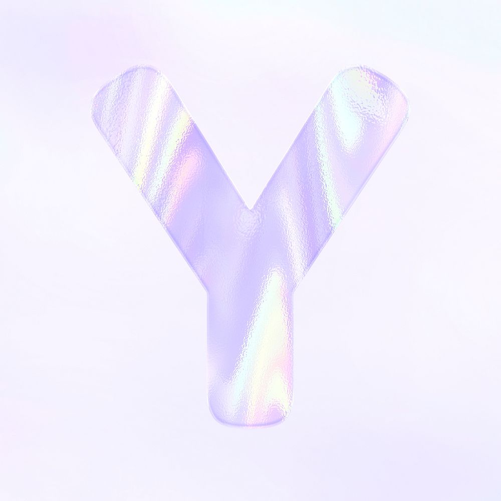 Letter Y sticker psd purple holographic typography