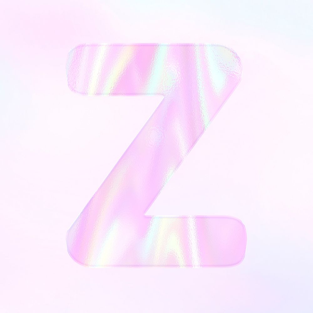 Letter Z sticker psd pink holographic typography