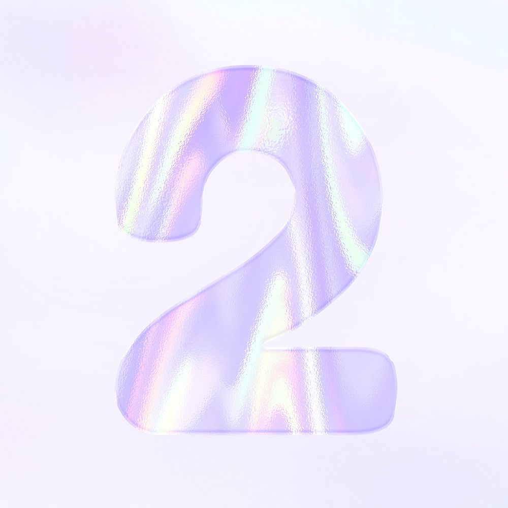 Numerical two psd shiny holographic pastel