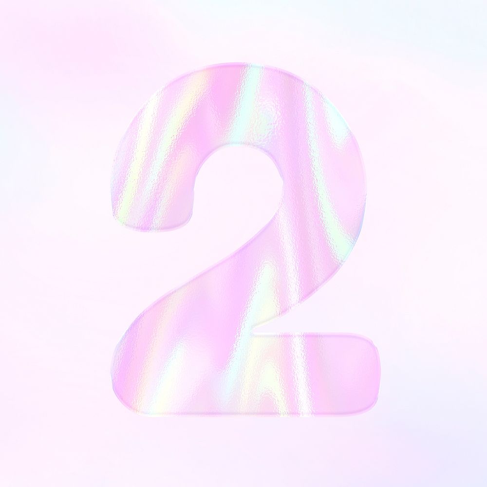 Holographic psd numerical two shiny pastel