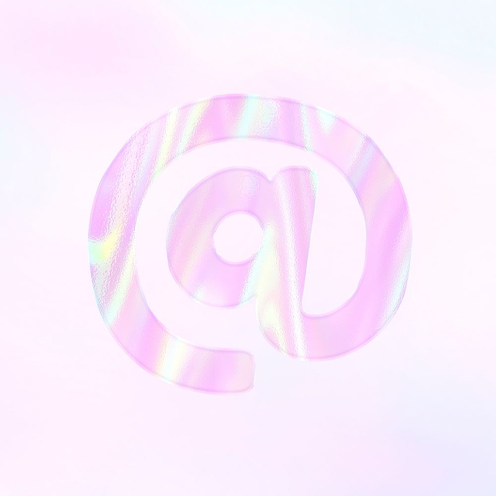 Holographic pastel at sign psd pink symbol