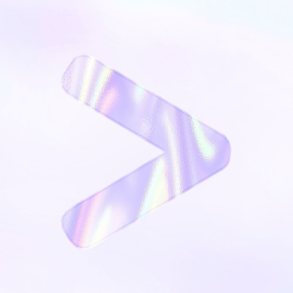 Holographic pastel angle bracket psd purple symbol