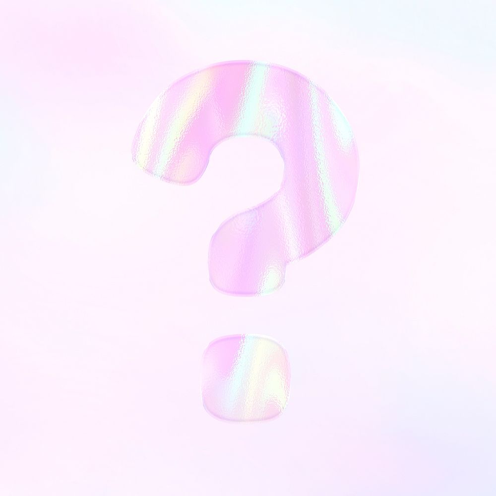 Symbol question mark psd pink holographic effect