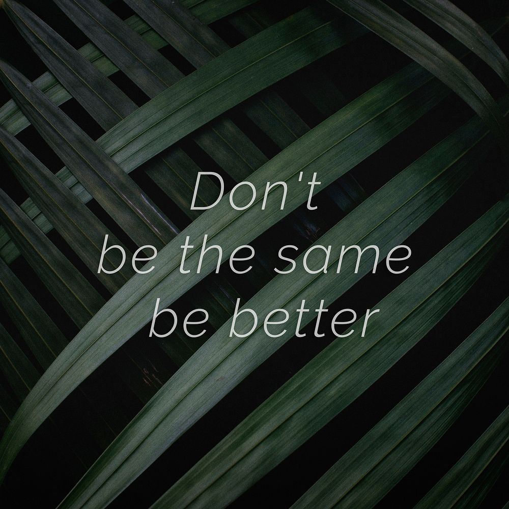 Don't be the same be better quote on a palm leaves background