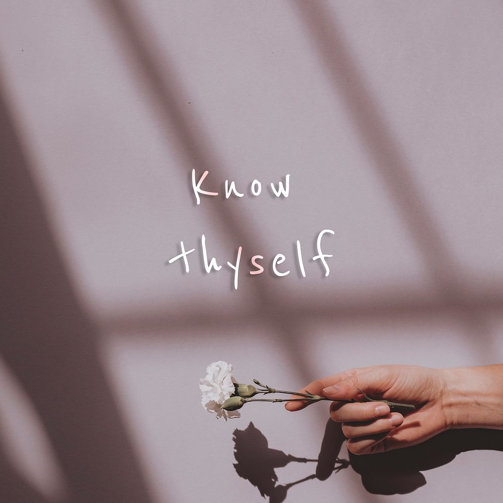 Know thyself quote on a natural light background