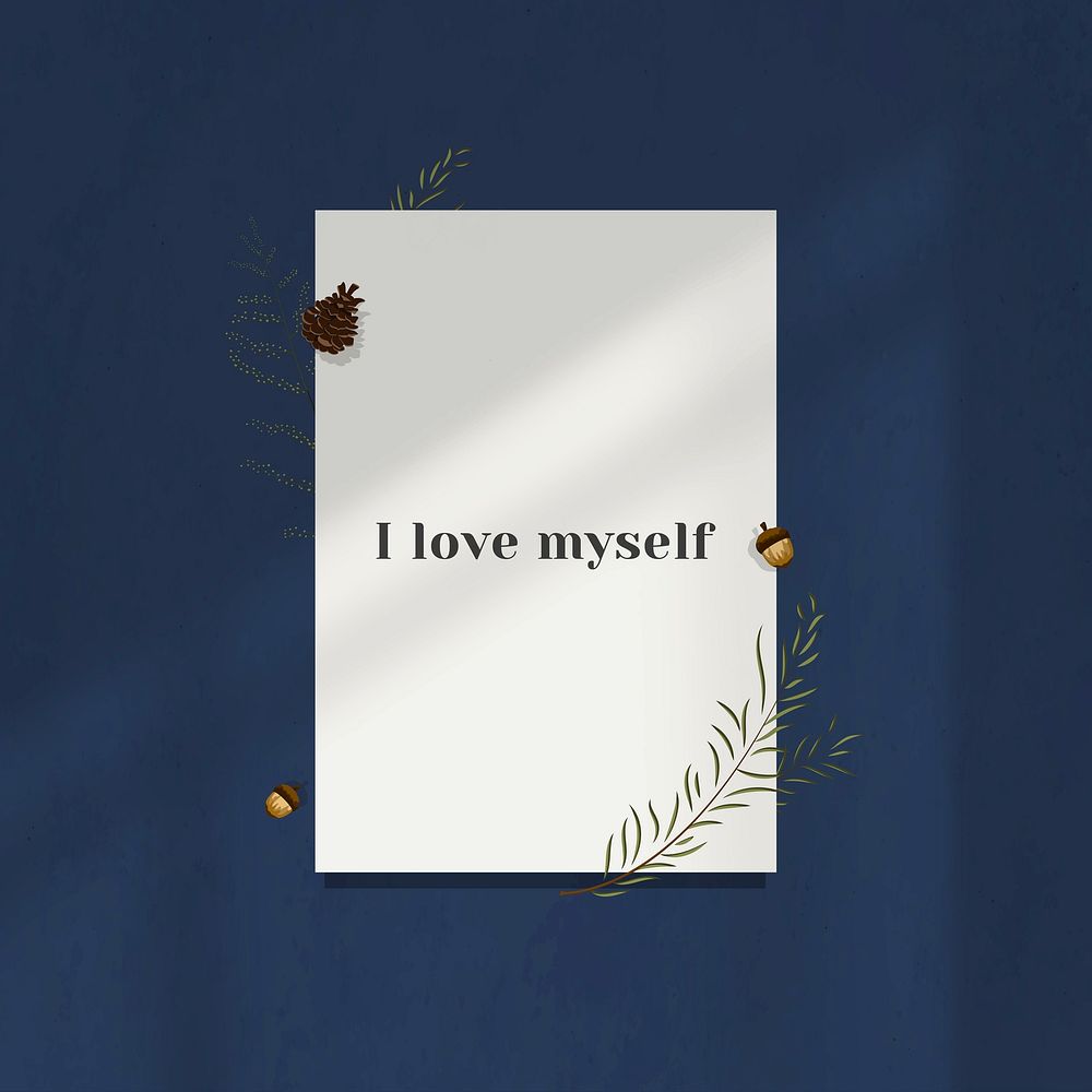 Inspirational quote i love myself paper frame on wall