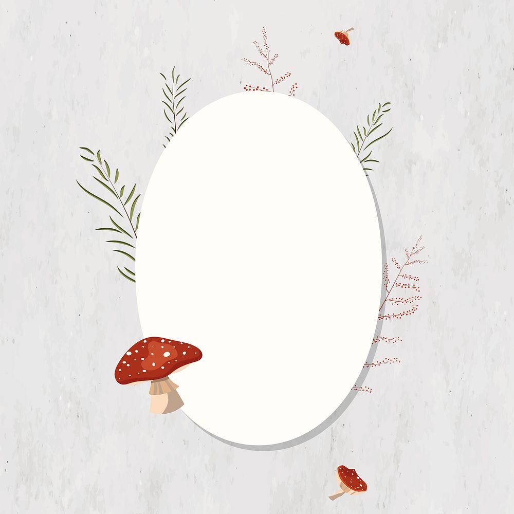 White texture background frame blank paper with mushroom decor