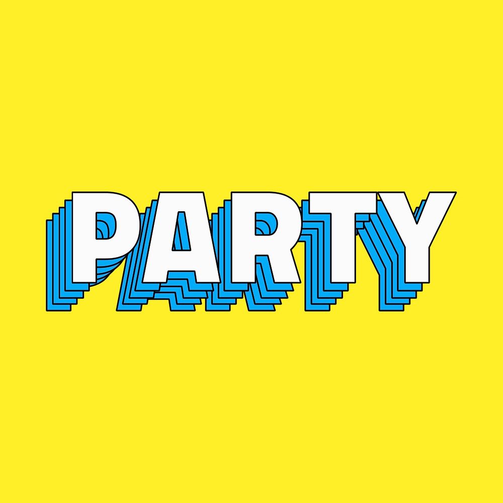 Party text retro layered typography