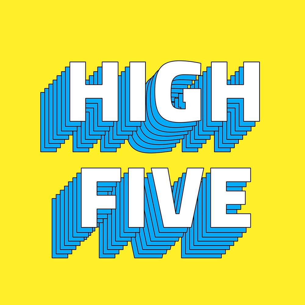 High five retro vector layered typography