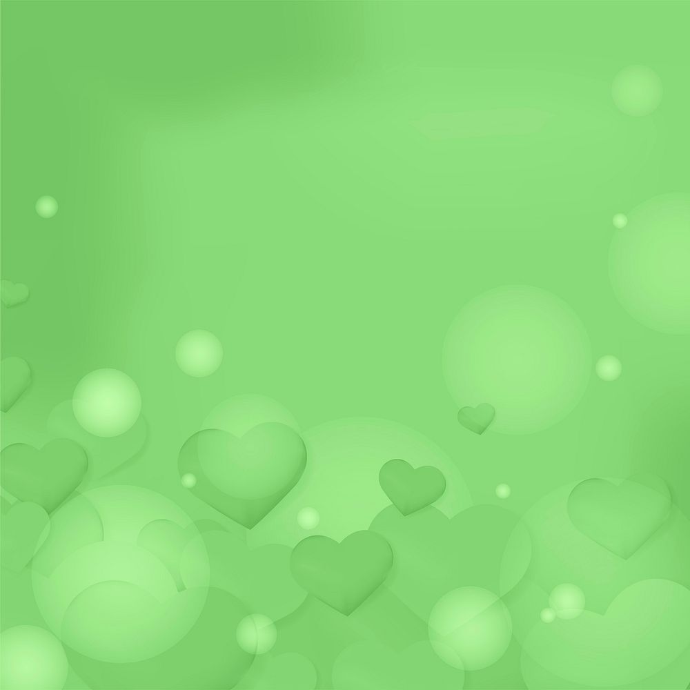 Cute heart green background design space